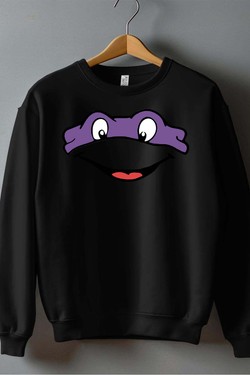 ninja turtles violet - Sweat Col Rond Homme-BLANC