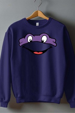 ninja turtles violet - Sweat Col Rond Homme-BLANC