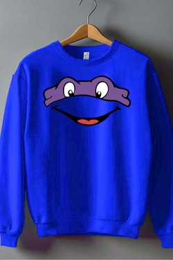 ninja turtles violet - Sweat Col Rond Homme-BLANC