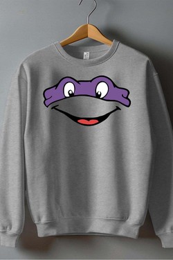 ninja turtles violet - Sweat Col Rond Homme-BLANC