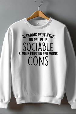 sociable Moins con - Sweat Col Rond Homme-NOIR