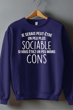 sociable Moins con - Sweat Col Rond Homme-NOIR