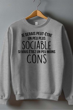 sociable Moins con - Sweat Col Rond Homme-NOIR