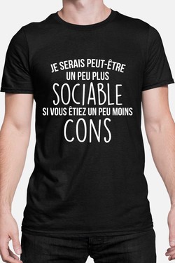 sociable Moins con - Tshirt Homme-NOIR