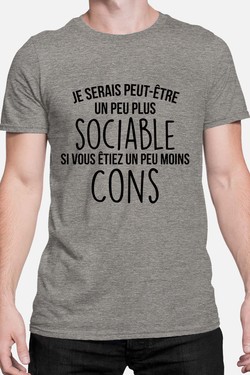 sociable Moins con - Tshirt Homme-NOIR
