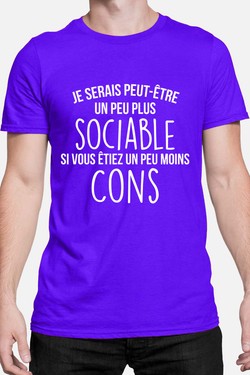 sociable Moins con - Tshirt Homme-NOIR