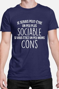 sociable Moins con - Tshirt Homme-NOIR