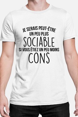 sociable Moins con - Tshirt Homme-NOIR