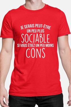 sociable Moins con - Tshirt Homme-NOIR