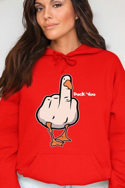 duck Canard Insolent - Sweat Capuche Femme-ROUGE