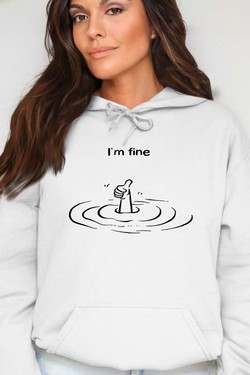 Everything is Fine - Sweat Capuche Femme-GRIS