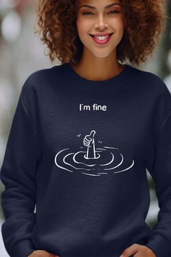 Everything is Fine - Sweat Col Rond Femme-GRIS