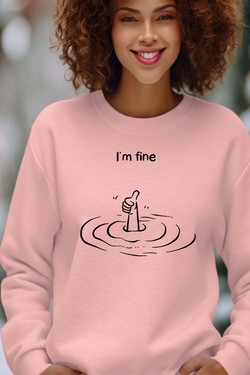 Everything is Fine - Sweat Col Rond Femme-GRIS