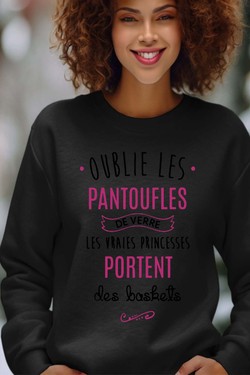 Pantoufles Princesse - Sweat Col Rond Femme-ROSE