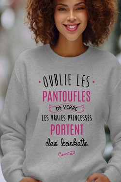 Pantoufles Princesse - Sweat Col Rond Femme-ROSE