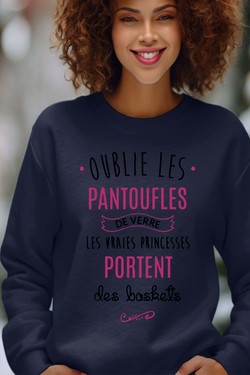 Pantoufles Princesse - Sweat Col Rond Femme-ROSE