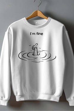 Everything is Fine - Sweat Col Rond Homme-BLANC