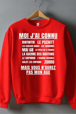 Génération Vintage - Sweat Col Rond Homme-ROUGE