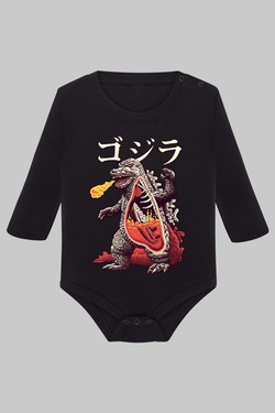 godzila vs titanic - Body Manche longue bébé-NOIR