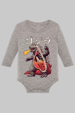 godzila vs titanic - Body Manche longue bébé-NOIR
