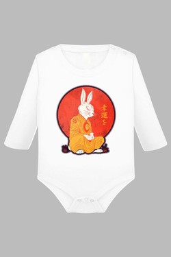 Meditation Rabbit - Body Manche longue bébé-BLANC