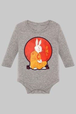 Meditation Rabbit - Body Manche longue bébé-BLANC