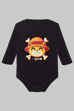 One Lucky Cat - Body Manche longue bébé-NOIR