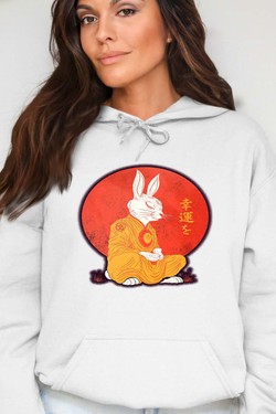 Meditation Rabbit - Sweat Capuche Femme-GRIS