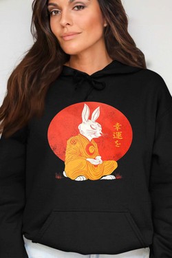 Meditation Rabbit - Sweat Capuche Femme-GRIS