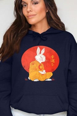 Meditation Rabbit - Sweat Capuche Femme-GRIS