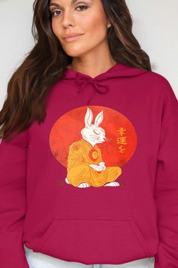 Meditation Rabbit - Sweat Capuche Femme-GRIS