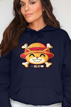 One Lucky Cat - Sweat Capuche Femme-ROUGE