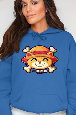 One Lucky Cat - Sweat Capuche Femme-ROUGE