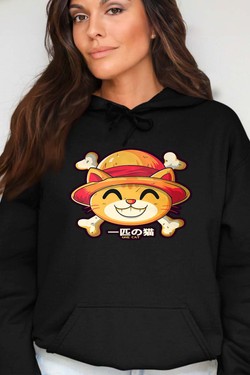 One Lucky Cat - Sweat Capuche Femme-ROUGE