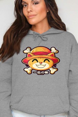 One Lucky Cat - Sweat Capuche Femme-ROUGE