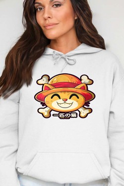 One Lucky Cat - Sweat Capuche Femme-ROUGE