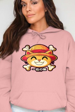 One Lucky Cat - Sweat Capuche Femme-ROUGE