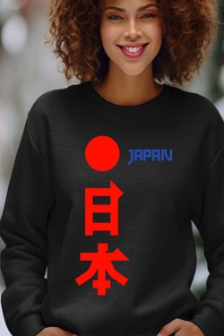 japon JP - Sweat Col Rond Femme-MARINE