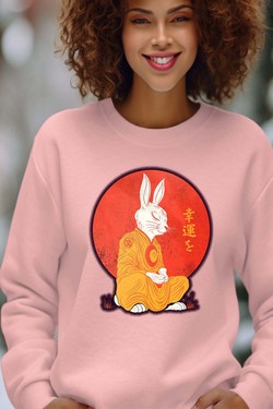 Meditation Rabbit - Sweat Col Rond Femme-BLEU ROI
