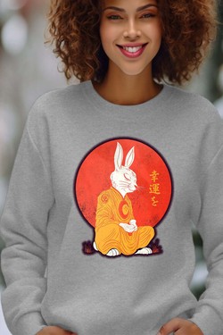 Meditation Rabbit - Sweat Col Rond Femme-BLEU ROI