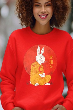 Meditation Rabbit - Sweat Col Rond Femme-BLEU ROI