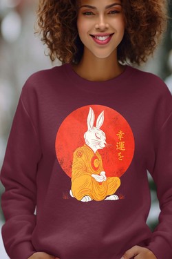 Meditation Rabbit - Sweat Col Rond Femme-BLEU ROI