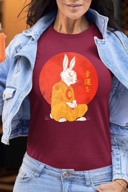 Meditation Rabbit - Tshirt Femme-NOIR