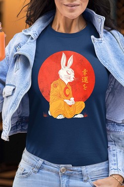Meditation Rabbit - Tshirt Femme-NOIR