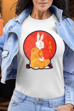 Meditation Rabbit - Tshirt Femme-NOIR