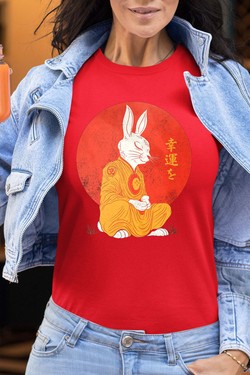 Meditation Rabbit - Tshirt Femme-NOIR