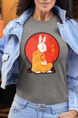 Meditation Rabbit - Tshirt Femme-NOIR