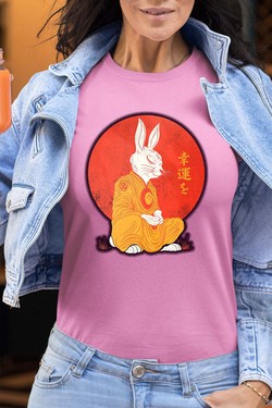 Meditation Rabbit - Tshirt Femme-NOIR