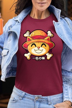 One Lucky Cat - Tshirt Femme-MARINE