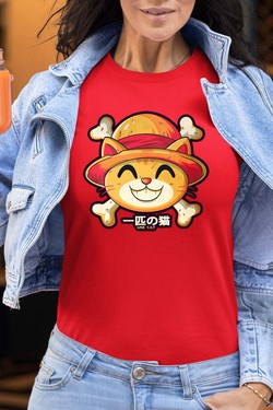 One Lucky Cat - Tshirt Femme-MARINE